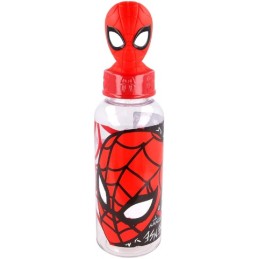Botella De Agua Reutlizable De PlÃ¡stico Spiderman Con TapÃ³n De Figurita 3d 560Ml