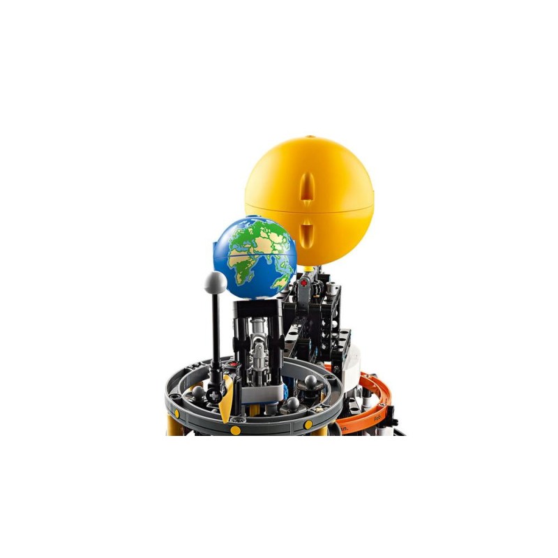 Lego technic planeta tierra y luna en órbita