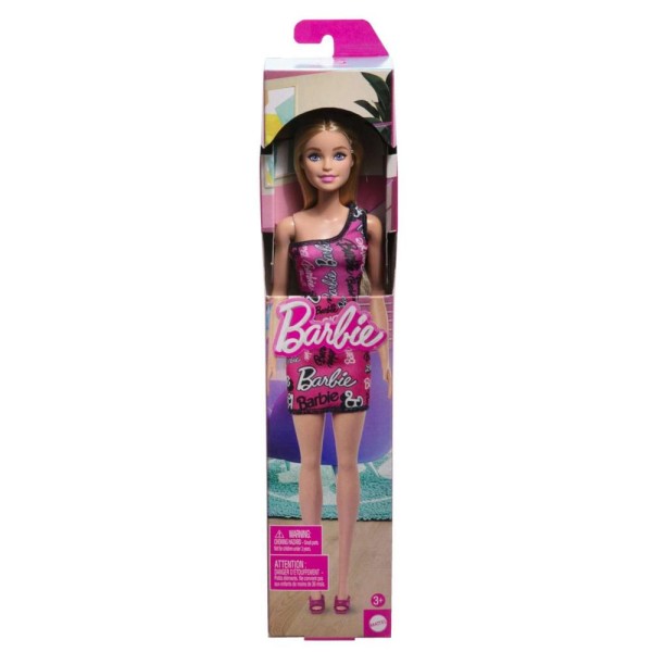 Muñeca barbie mattel 65 aniversario vestido logo