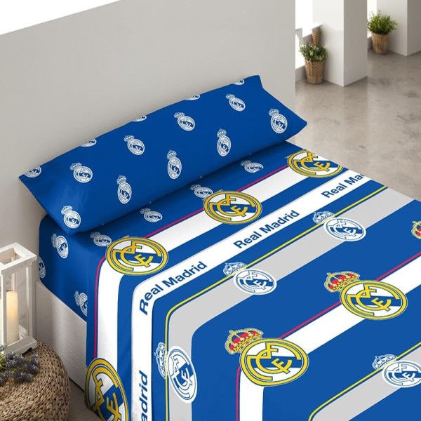 Juego de sábanas 3 Piezas Real Madrid Cama 90 cm. (sábana de 160x270 cm.-Bajera de 90x200+28 cm.