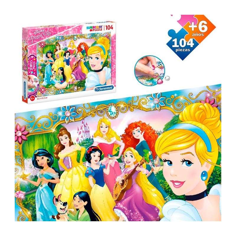 PUZZLE 104 PCS CON PEGATINA PRINCESAS