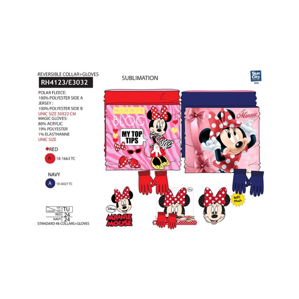 Conjunto Bufanda Guantes Minnie Disney Polar