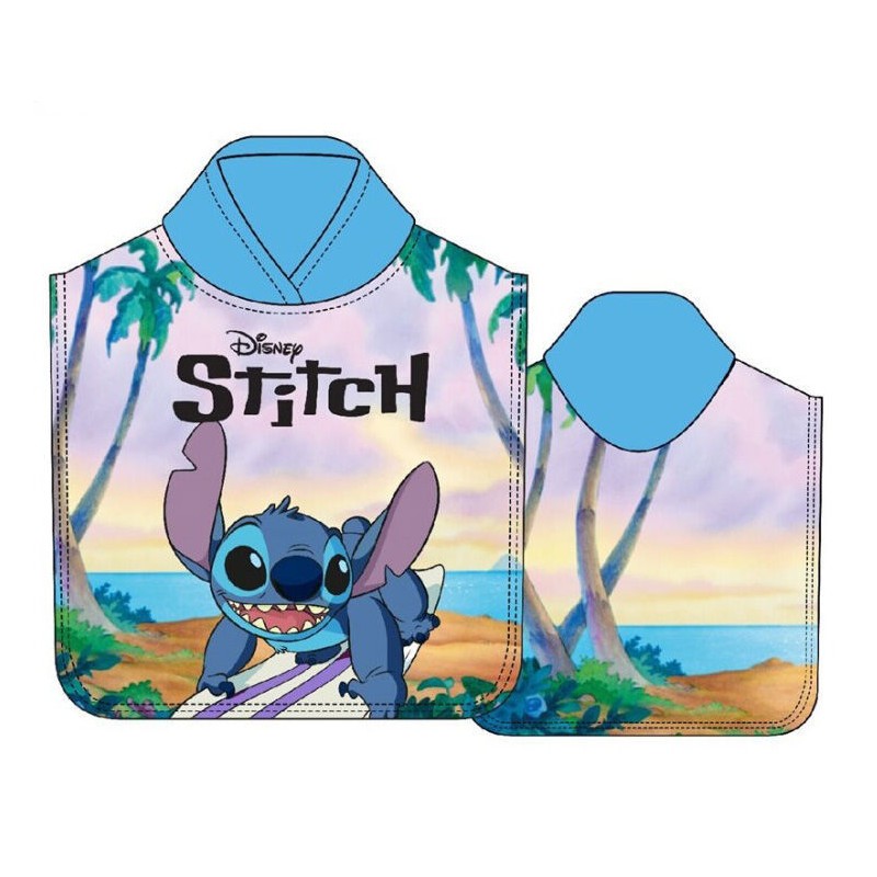 Poncho Toalla Stitch Disney Microfibra 50x100cm.