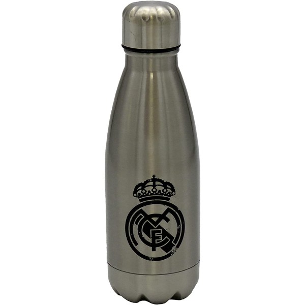 Botella Cantimplora Plateada Acero Inoxidable Real Madrid 550ml.