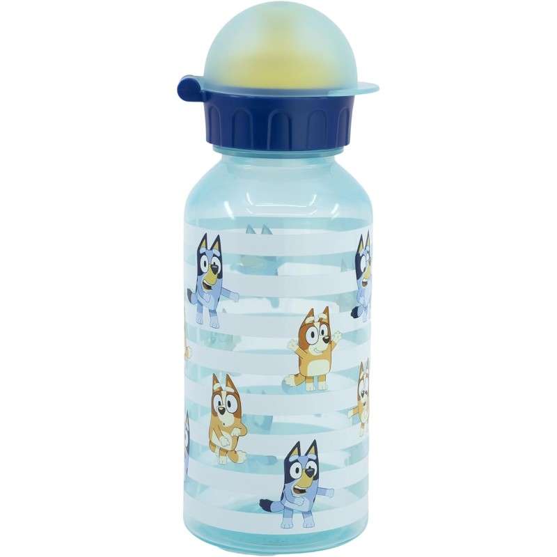 Botella de agua reutilizable infantil de plástico con tapa de 370 ml de Bluey