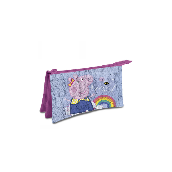 Portatodo Lentejuelas Triple Peppa Pig 21x7xcm.