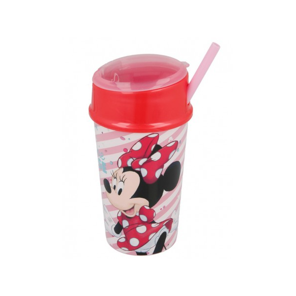 Vaso Minnie Disney Doble Uso Con Pajita 400Ml.