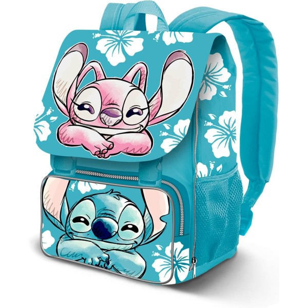 Mochila Solapa Tropic Stitch Disney 45x30x21cm.