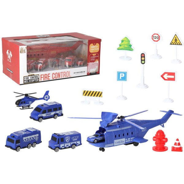 Helicoptero Friccion + 5 Coches + Señales