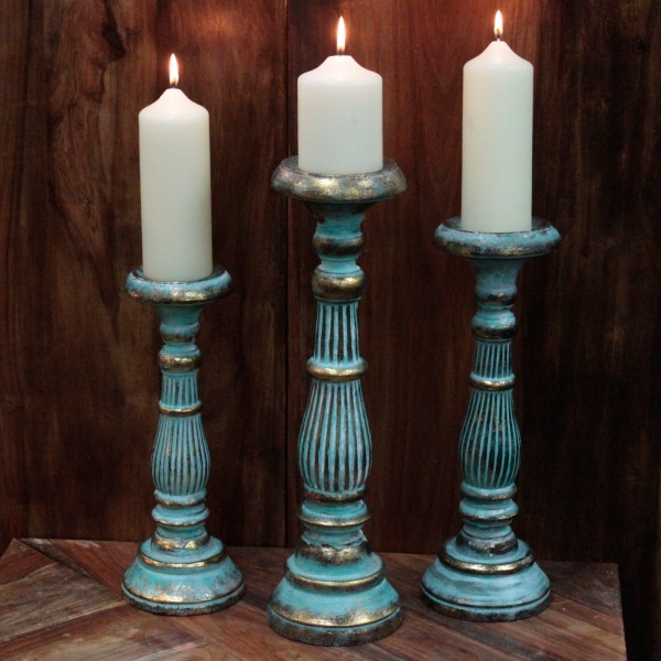 Soporte de velas medianas - Turquois Gold