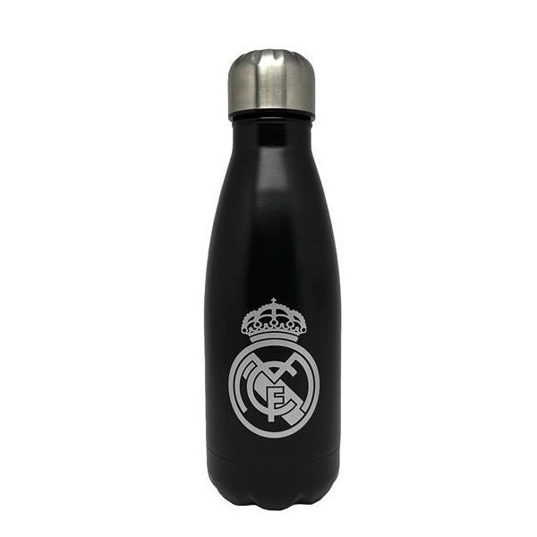 Botella Cantimplora Negra Acero Inoxidable Real Madrid 550ml.