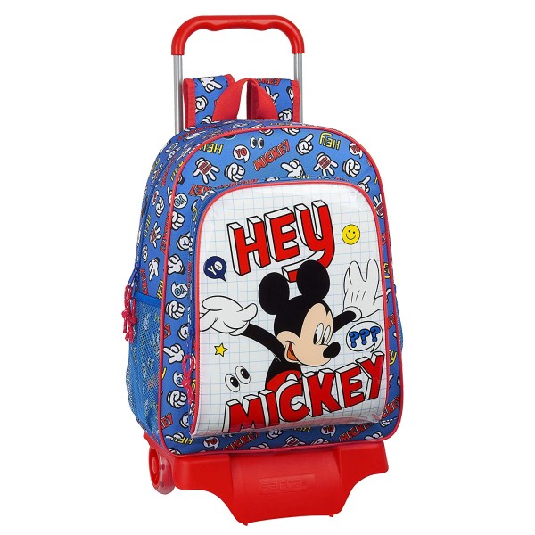 Mochila Grande Con Carro Mikey Disney 33x14x42cm.