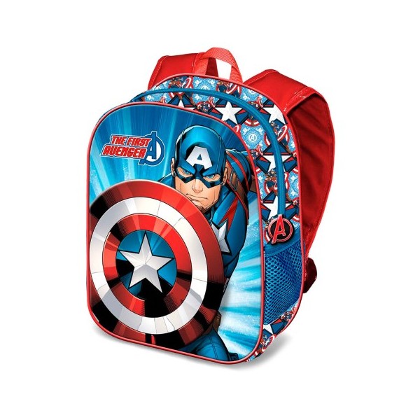 Mochila 3D Capitan America Marvel 31x27x11cm.