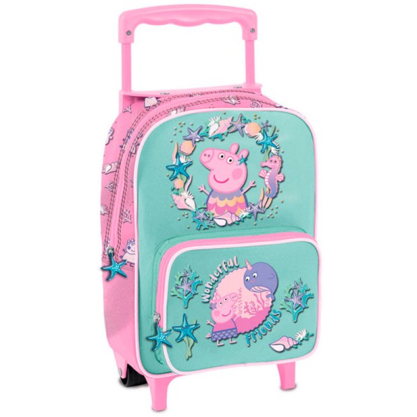 Mochila C/Carro Peppa Pig Bajo El Mar 33x22x11cm.