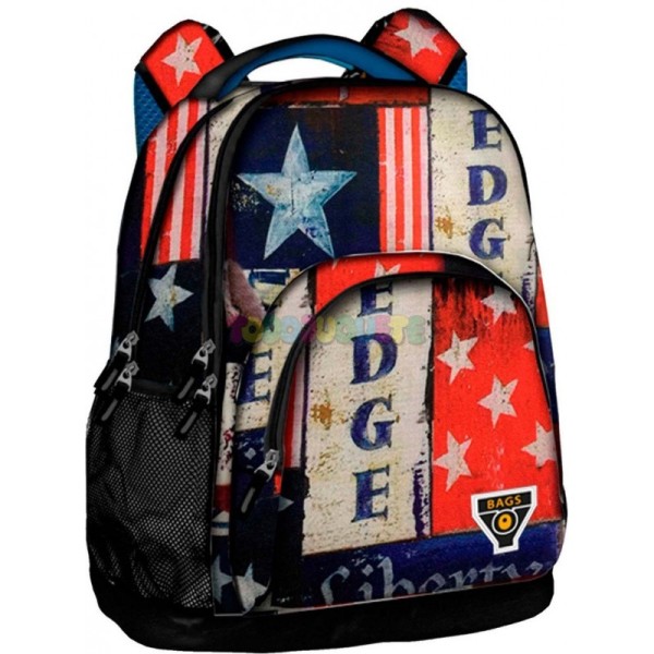 Mochila Edge Doble Cuerpo 3 Bolsillos 46x16x34cm.