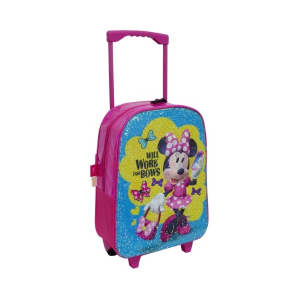 Mochila Con Trolley Fijo Minnie Disney C/ Lentejuelas 28x35x11cm.