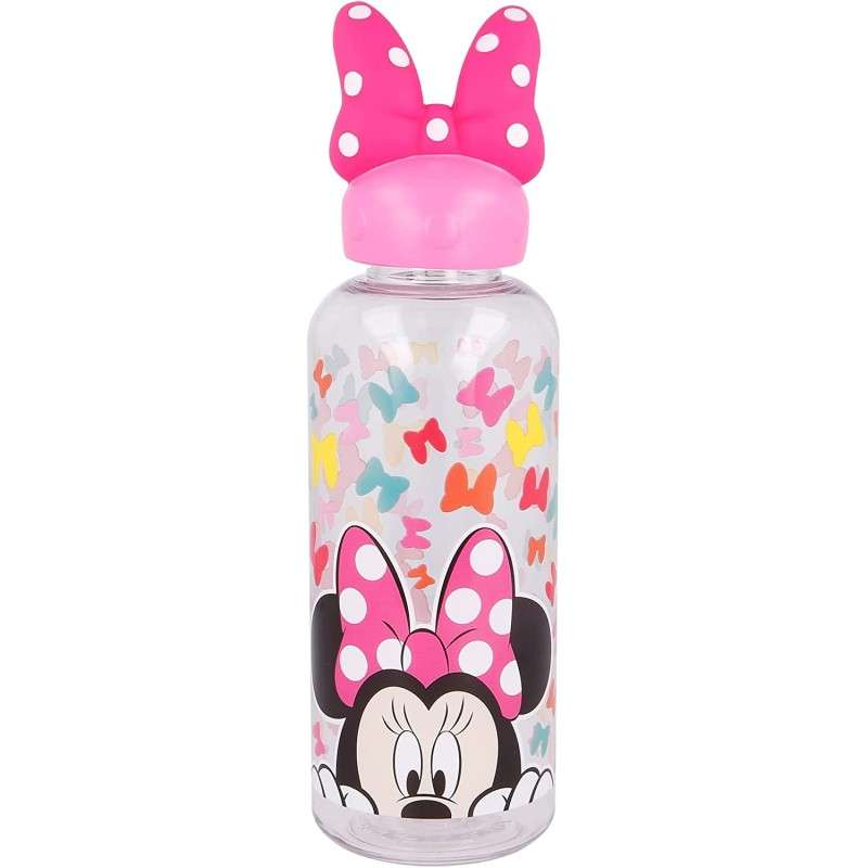 Botella Reutlizable De Plástico Minnie Disney Con Tapón De Figurita 3d 560Ml